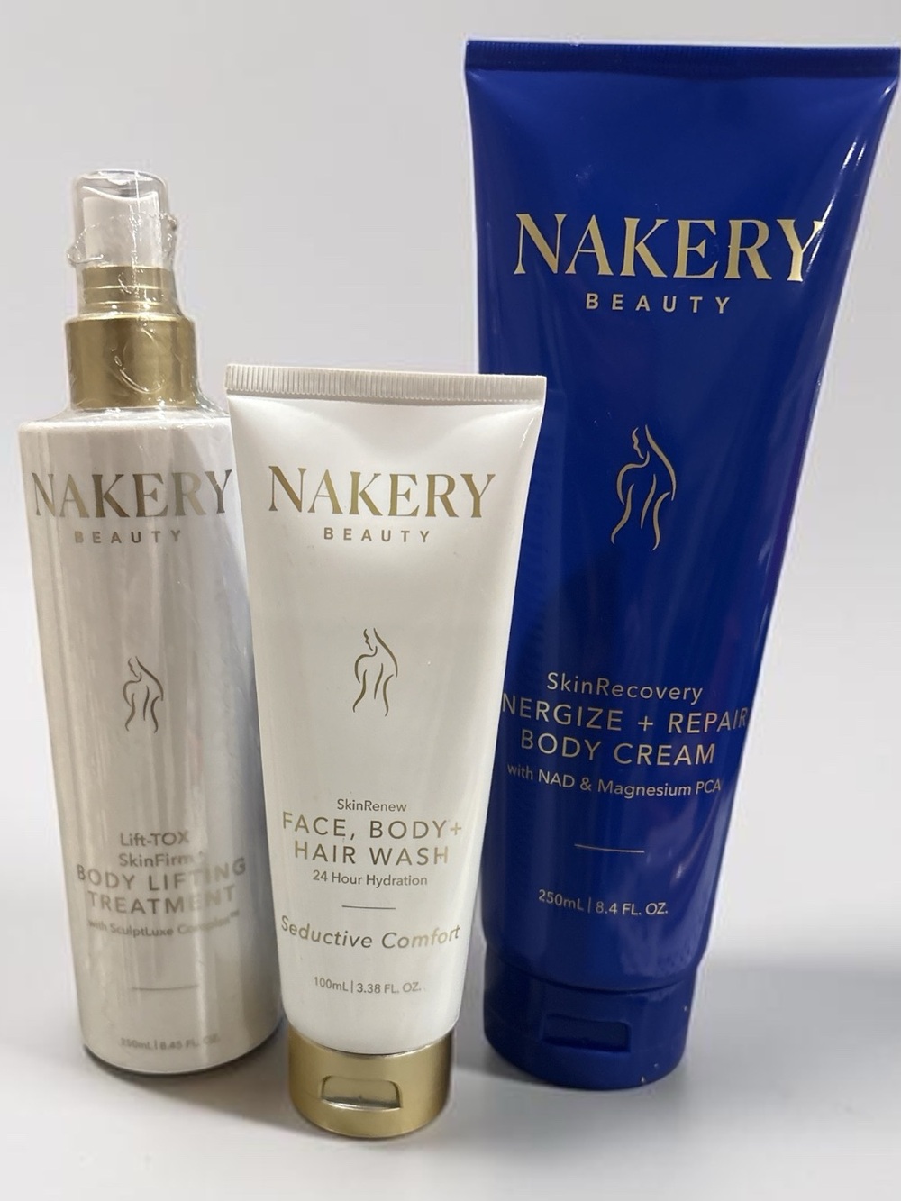 Nakery Beauty Face, Body + Hair Wash, Body Cream & Body Lifting Treatment Trio